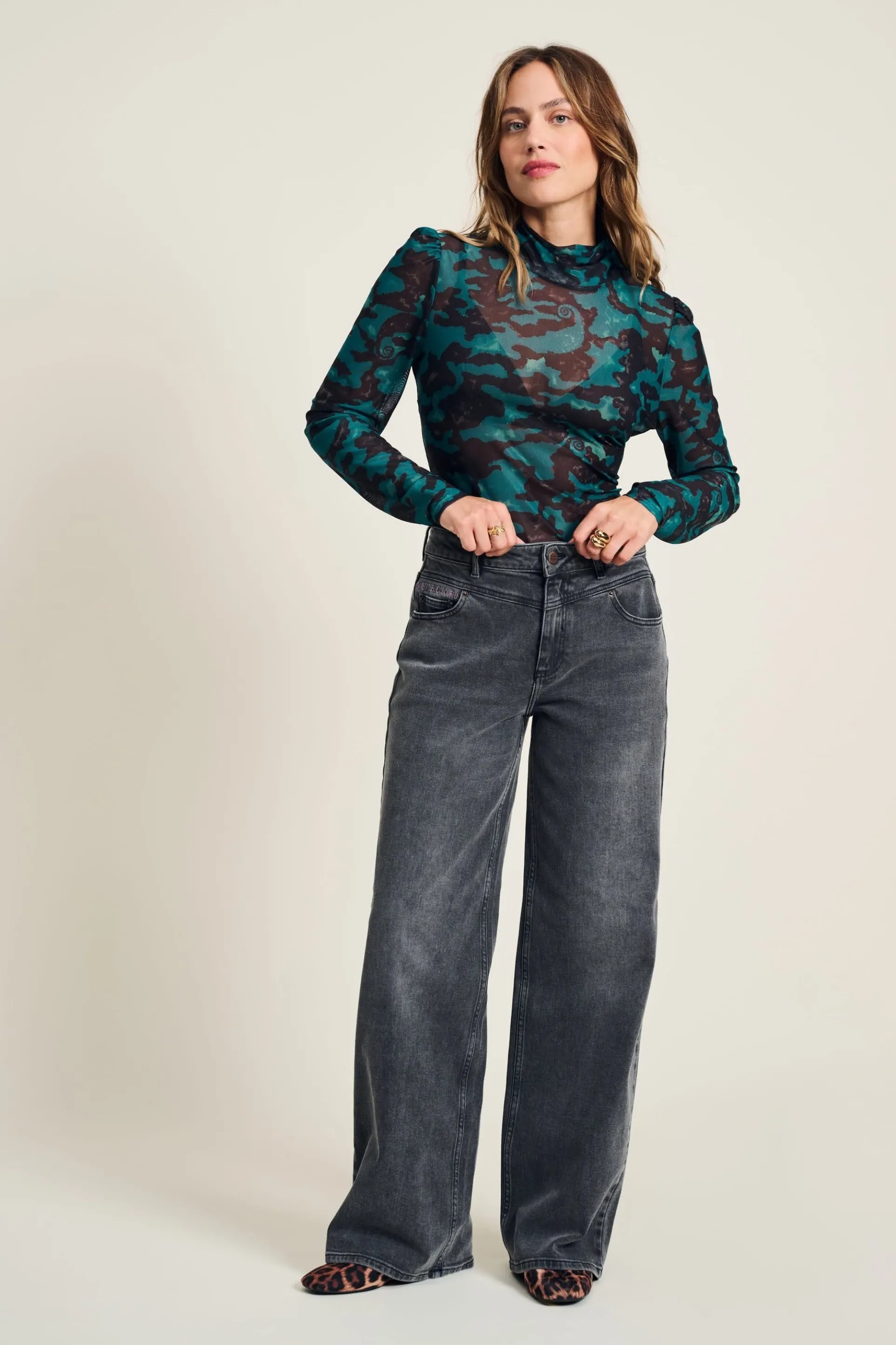 JEANS Wide Leg Grey Storm